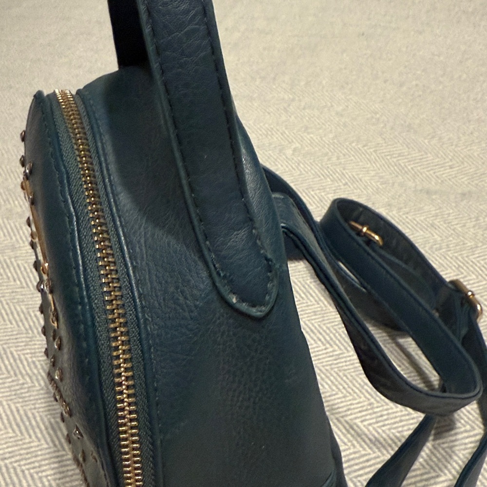 BEBE Dark Teal Rhinestone Studded Mini Backpack - Picture 10 of 10